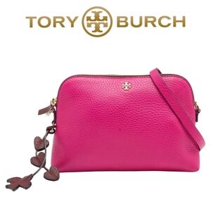 Tory Burch Pebbled Leather Crossbody Peace Bag